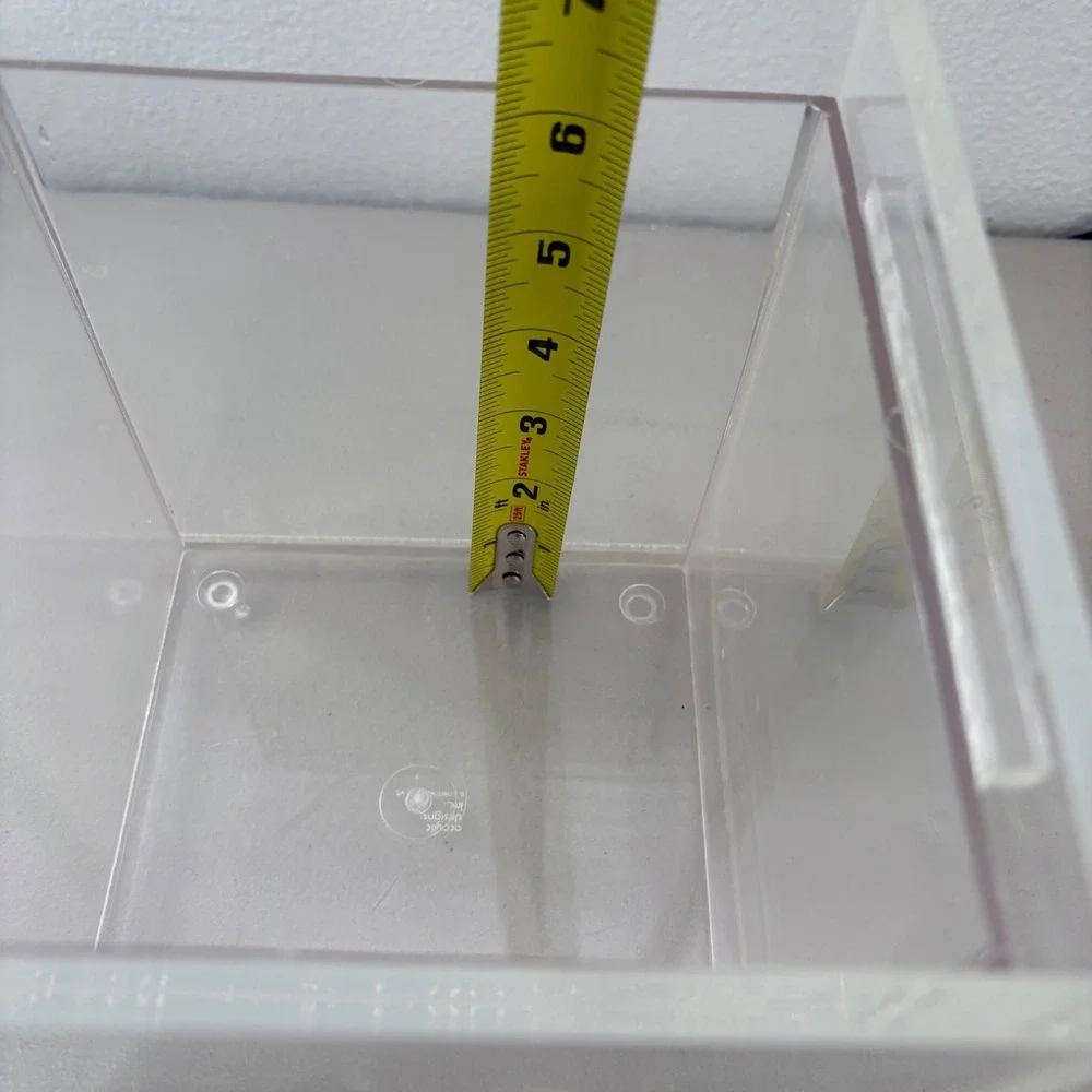 VTG Acrylic Designs Inc Clear Lucite Ice Bucket Square Double Wall Faux Ice Lid